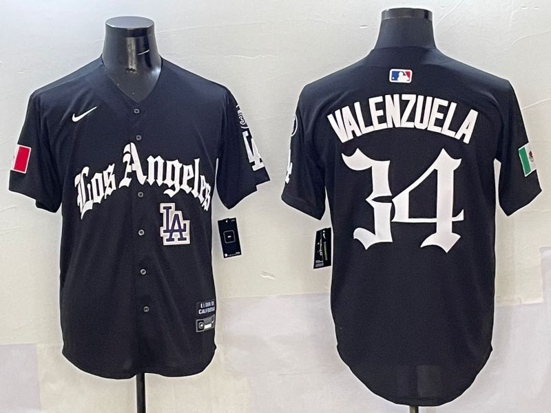 Men Los Angeles Dodgers #34 Valenzuela Black Five generations Joint Name 2025 Nike MLB Jersey style 11->los angeles dodgers->MLB Jersey